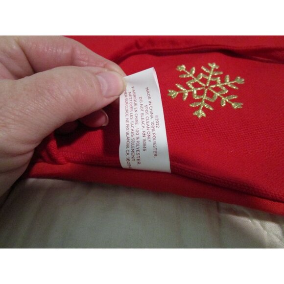 Festive Red Christmas Tree Skirt Joy Peace Love Gold...
